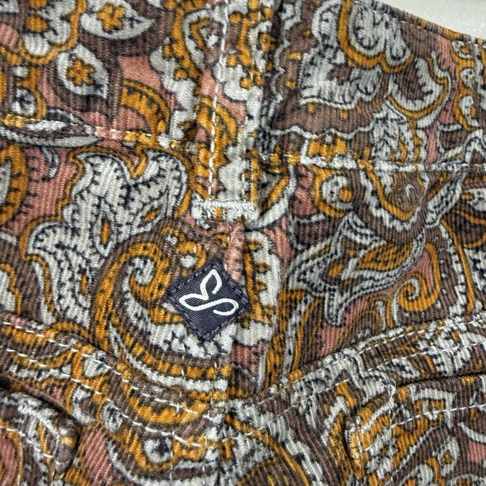 Prana Micro Corduroy Pants Women's Size 8 Trinity Cord Brown Paisley‎ Boho Fairy - Picture 5 of 7